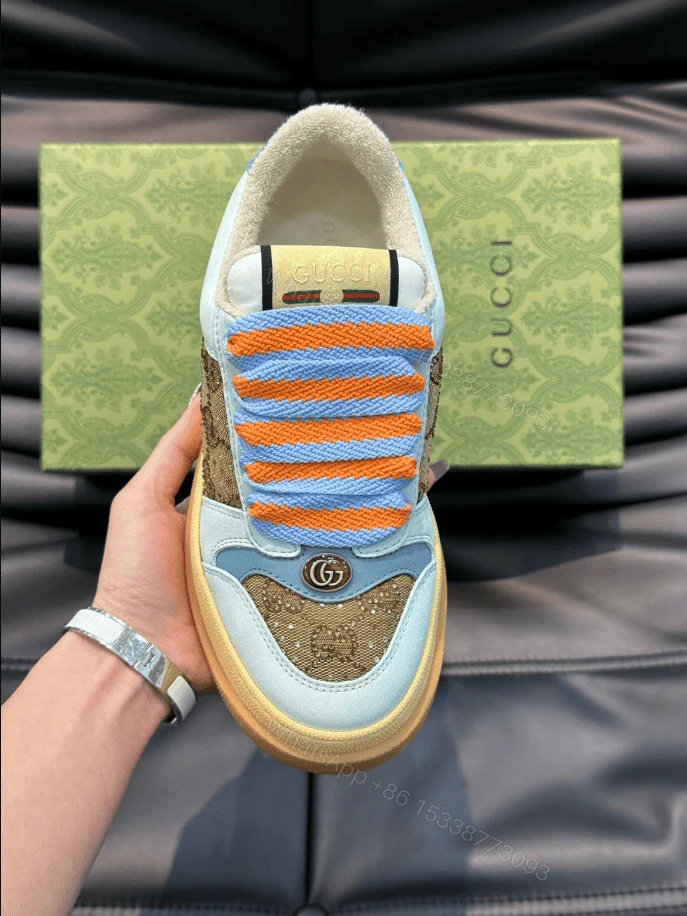 View 3 of GUCCI SCREENER TRAINER SNEAKERS CAMEL AND EBONY GG CANVAS – GC169
