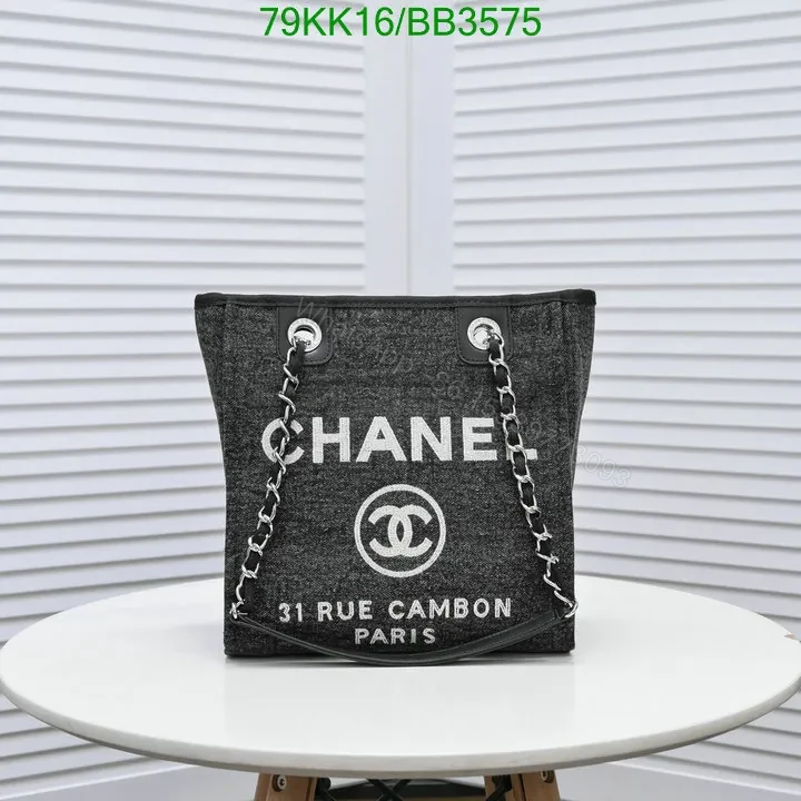 View 2 of Chanel Deauville Chain Black Tote Bag QL854 – Trendy and Functional