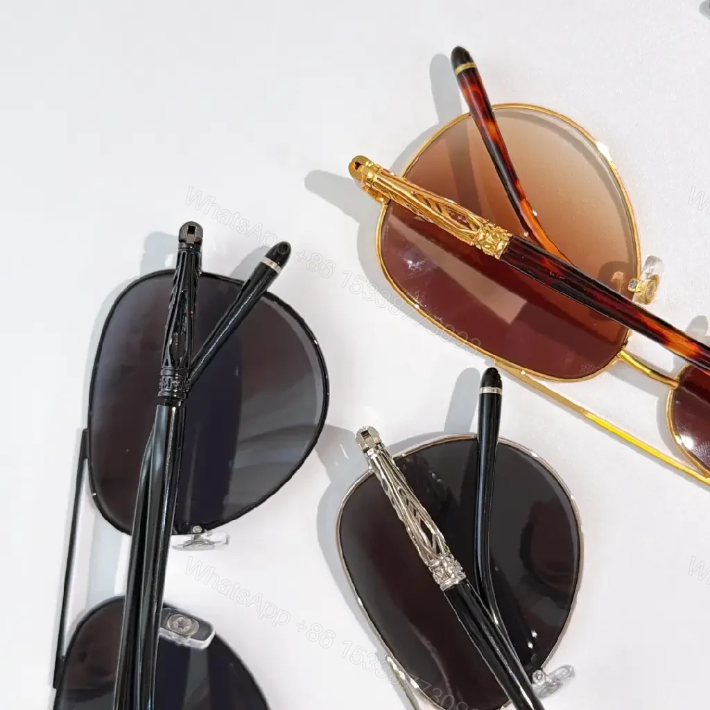View 9 of Gold-Tone Aviator Sunglasses with Montblanc Detailing, Premium Style