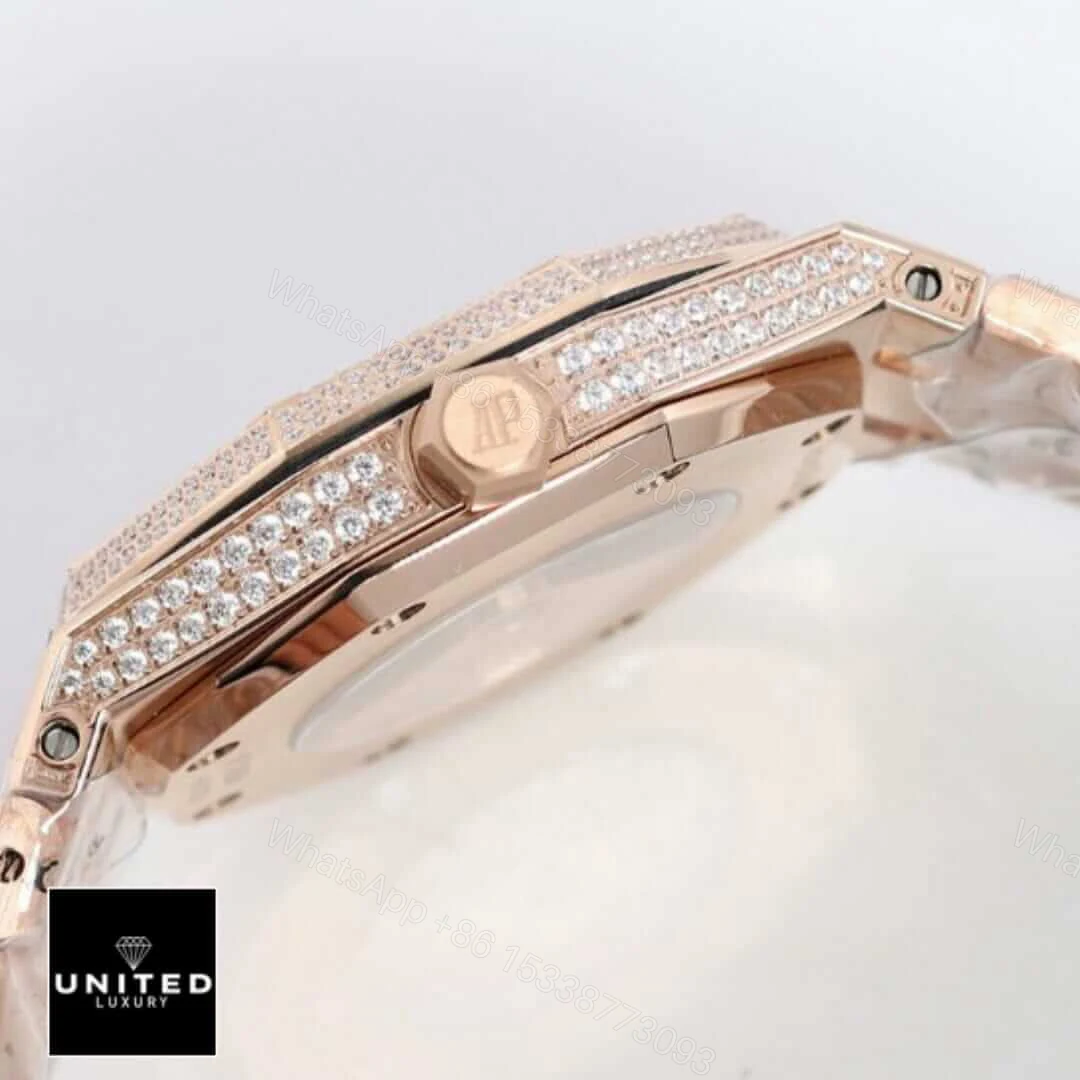 View 8 of Audemars Piguet Royal Oak Iced Out Rose Gold Replica