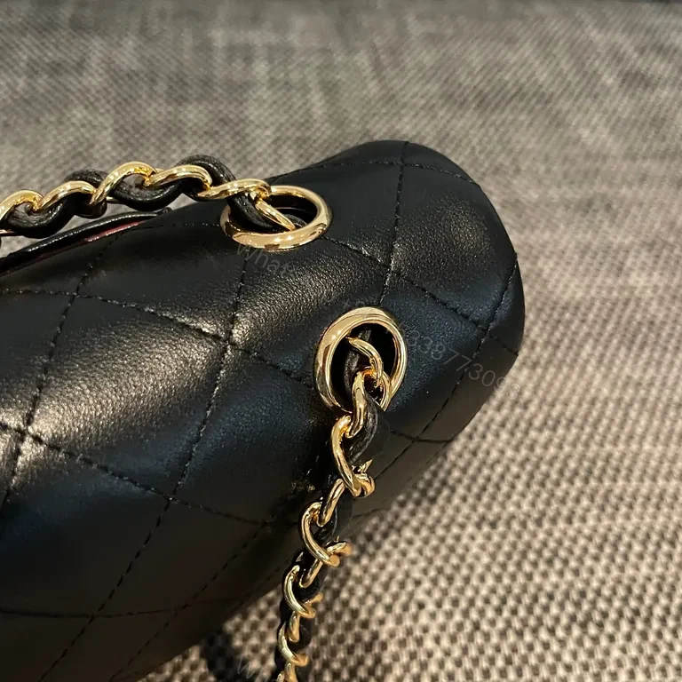 View 2 of Chic Black Quilted Bag + Gold Chain â€” Luxe Carry
