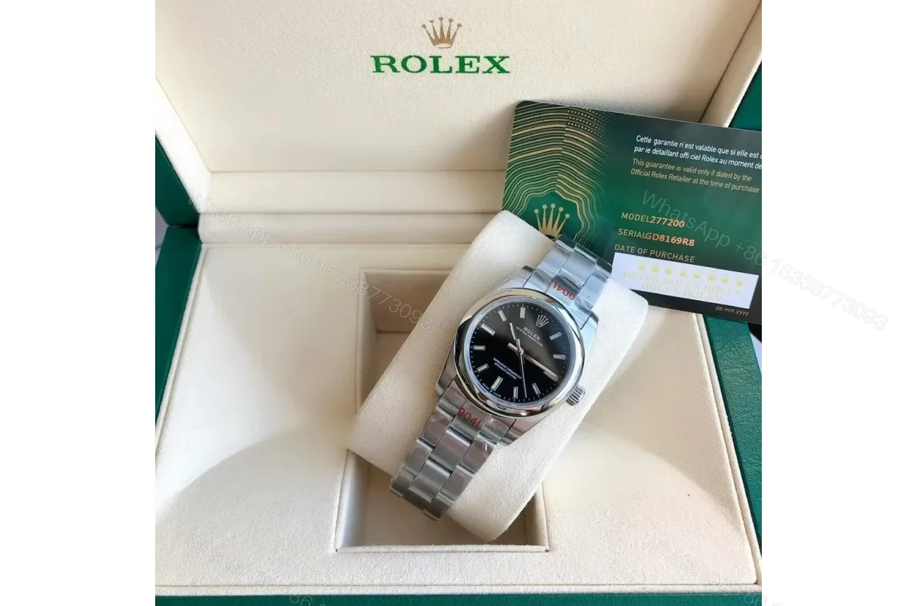 View 5 of Replica Rolex Oyster Perpetual SS/SS Black/Stk 31/41 mm