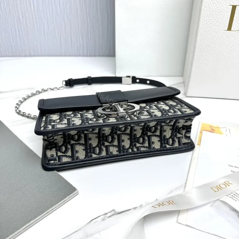 View 7 of Chic Monogram Leather Trim Structured Bag - Compact Luxury