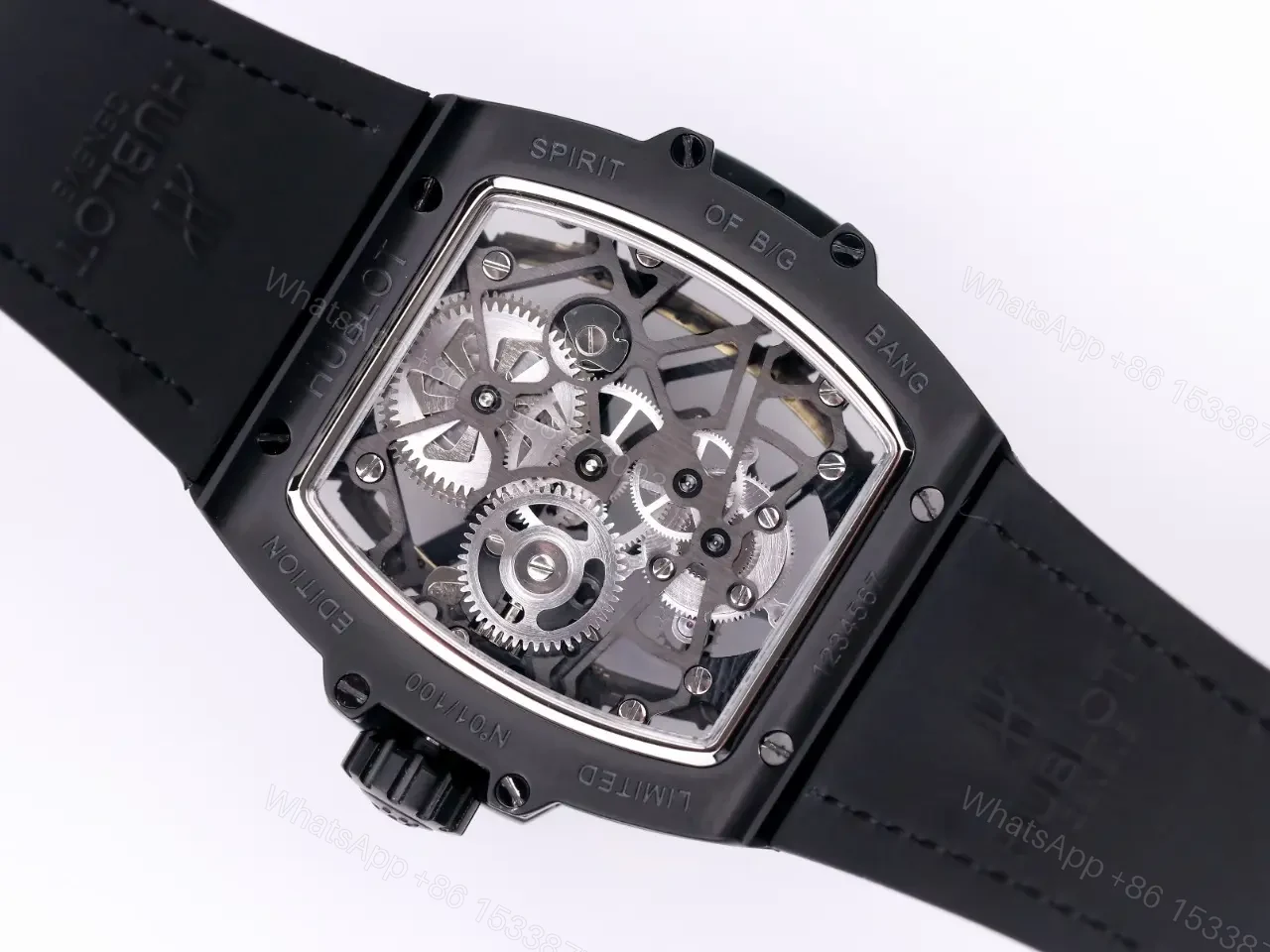 View 5 of Hublot Masterpiece 906 Black PVD with Rose Gold/Platinum Plating Tourbillon Watch Black Leather and Rubber Strap Sapphire Crystal Glass