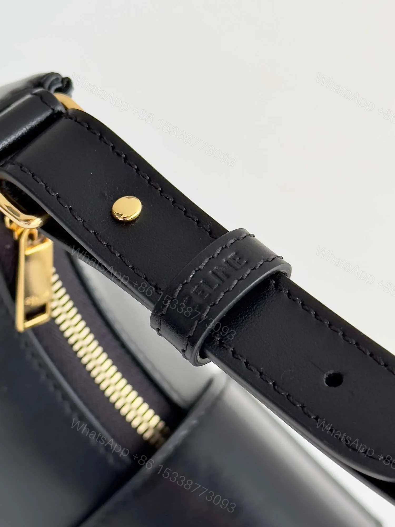 View 3 of Celine Triomphe Curved Black Matte Leather 23x14x7cm