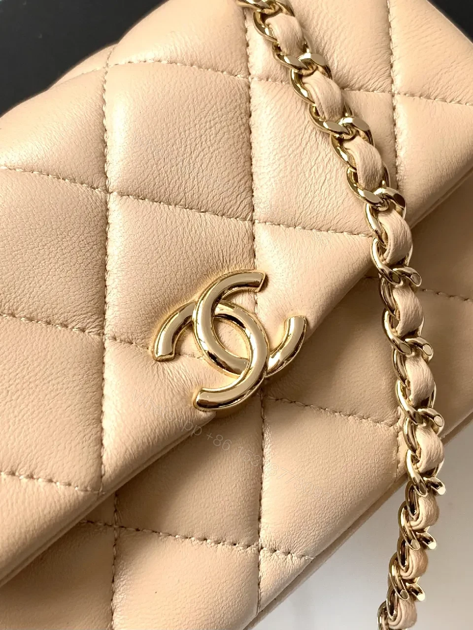 View 4 of Quilted Mini Flap Bag: Neutral Leather, Gold Hardware, Classic Chic