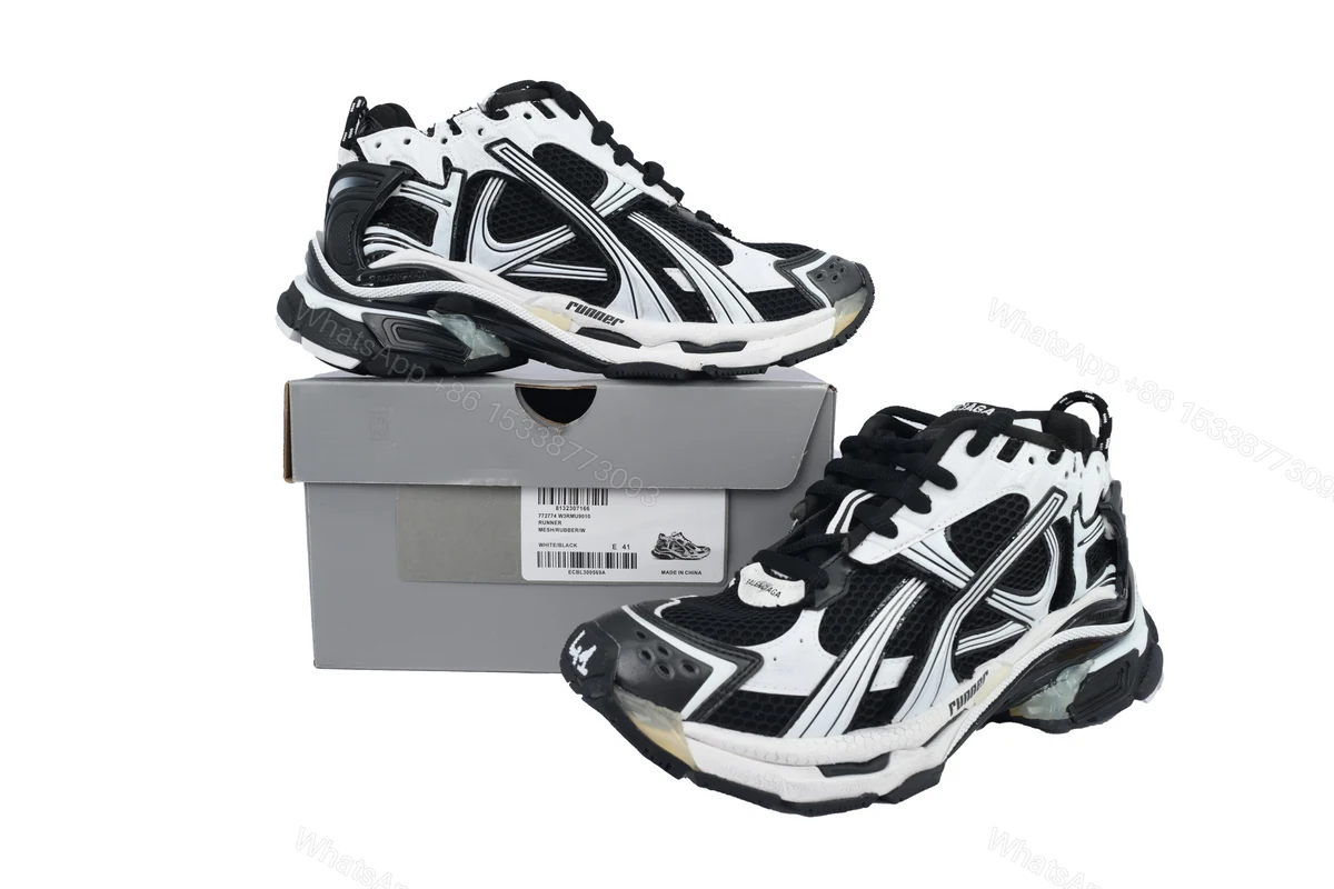 View 4 of Balenciaga Runner7 Sneaker 'White Black'72774 W3RMU 9010