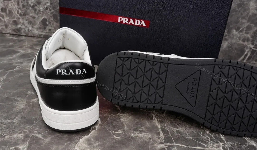 View 4 of Black & White Leather Low-Top Sneakers: Luxury Everyday Comfort