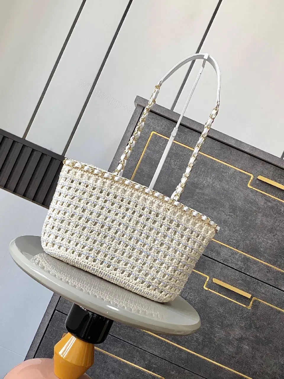 View 6 of Cream Crochet Tote, Lightweight, Designer-Inspired Luxury