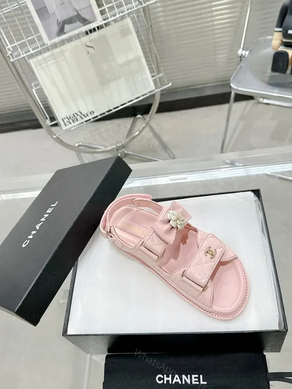View 4 of Soft Pink Chanel-Style Sandals: Delicate Comfort Luxury Shoes