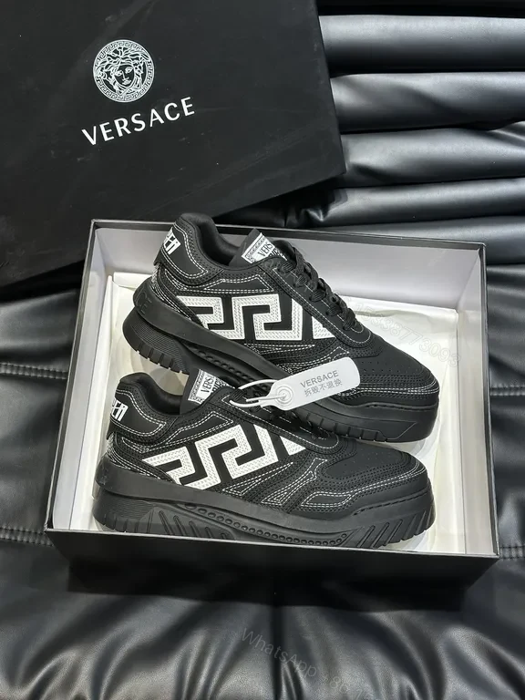 View 7 of Versace-Inspired London Runner Sneakers: Black, Premium Leather