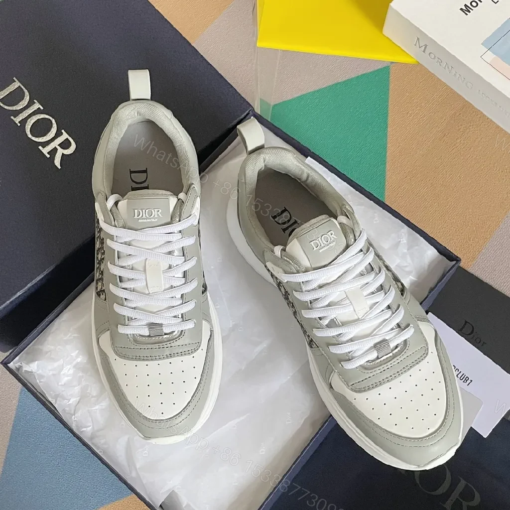 View 9 of Textured Leather-Trim Luxury Sneakers with All-Day Comfort