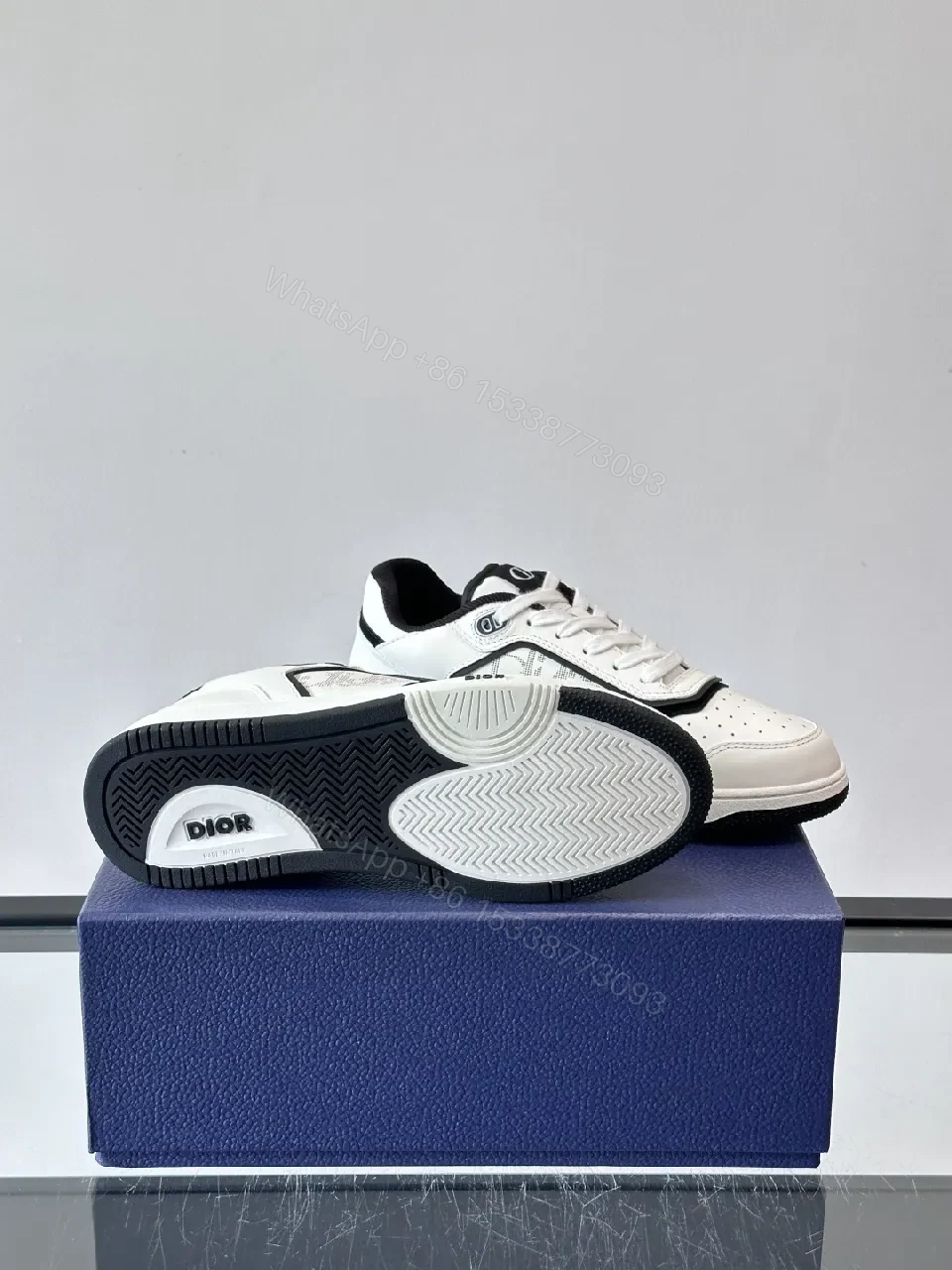 View 8 of White-Black Leather Sneaker with Graphic Texture, Cushioned Comfort