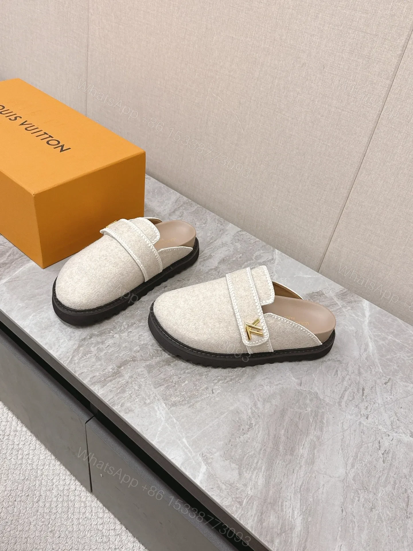 View 3 of LV Women Beige Wool Mules