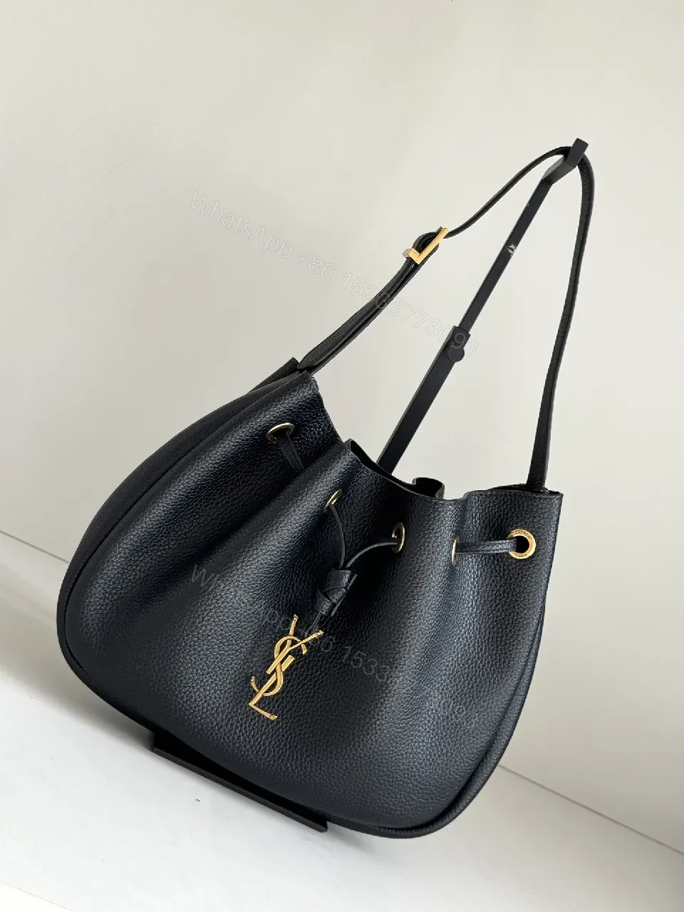 Chic Pebbled Leather Hobo Bag with Gold Accents — view 1