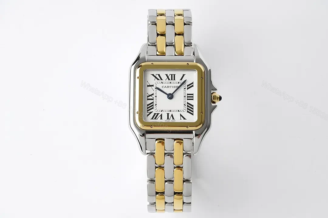 KOR Factory Cartier Panthère de Cartier Two-Tone Stainless Steel and 18K Gold Watch – Silver Dial, Blue Hands, 27x37mm — view 1
