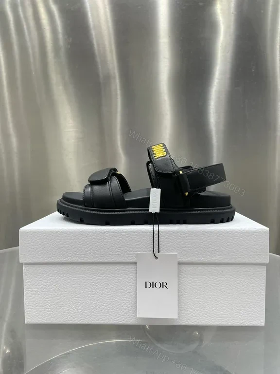 View 5 of Black Leather Dior-Inspired Sandals: Luxury Comfort & Subtle Hardware