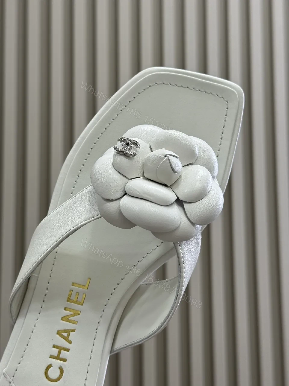 View 2 of White Floral-Detail Slide Sandals, Luxe Comfort