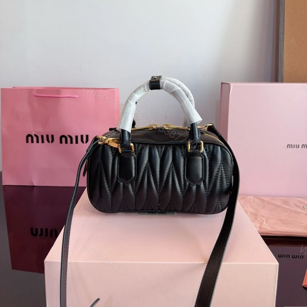 View 3 of MIUMIU ARCADIE MATELASSÉ NAPPA BAG BLACK 22CM 5BB142 N88 F0002 V OON