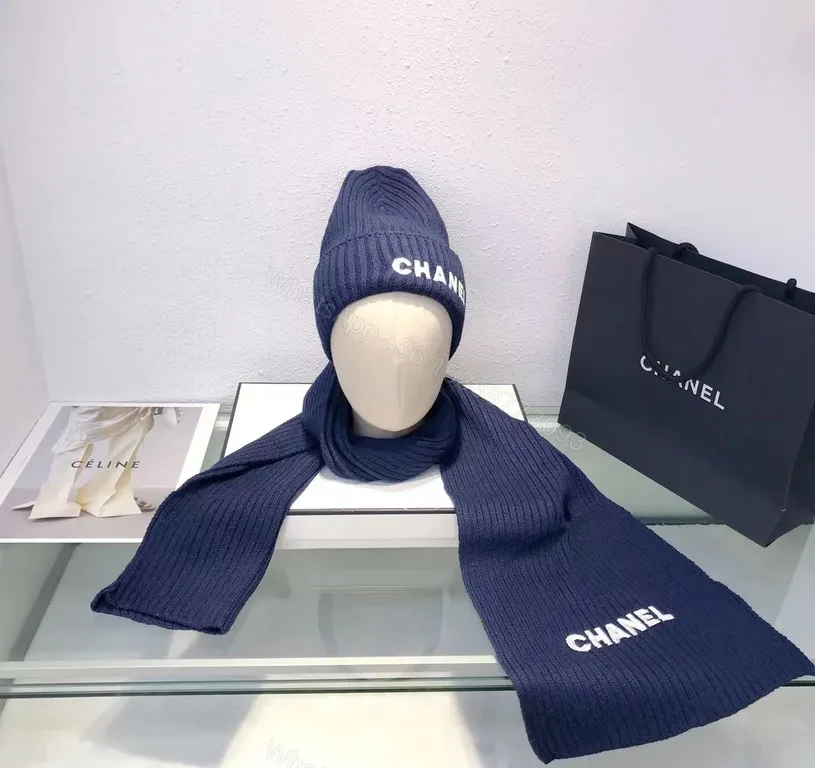 View 9 of White Knit Beanie & Scarf Set â€“ Chanel-Inspired Luxury Style