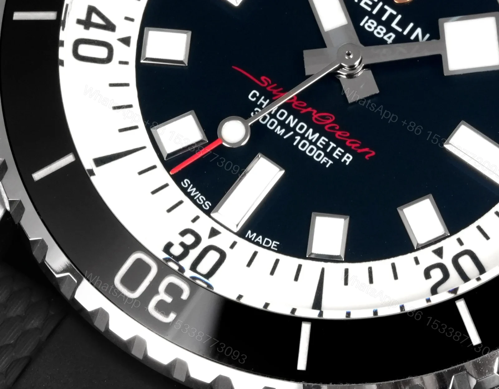 View 4 of Breitling Superocean Black Replica 46MM Premium Black Rubber Strap Diver Edition BT-SO-BLK-RBR-46