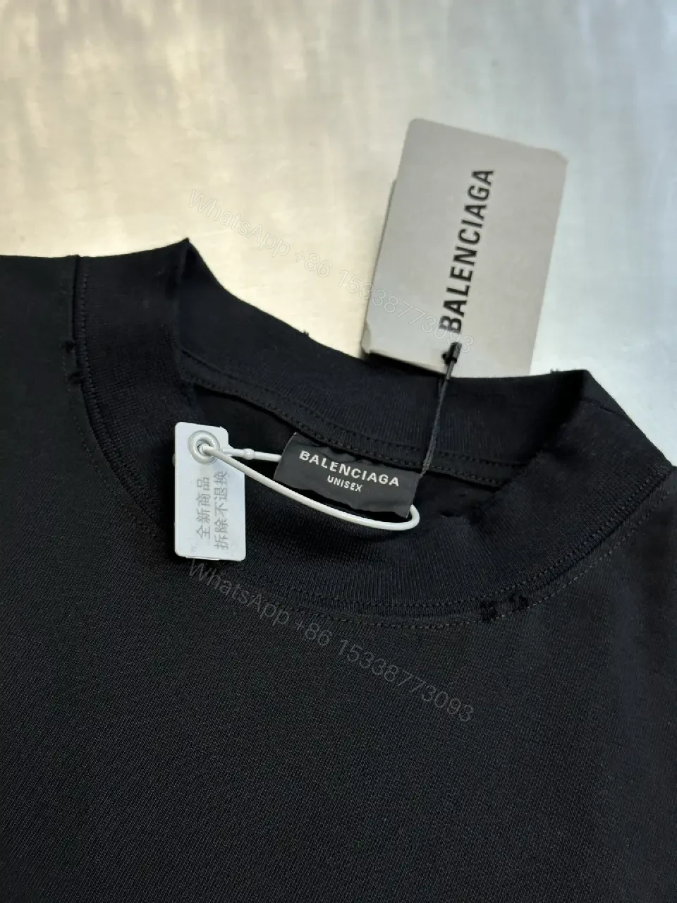 View 3 of Dark Charcoal Oversized Tee with Faded BALenciaga Logo Print Pro