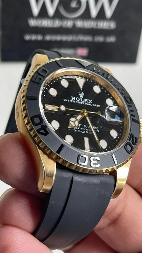 View 4 of CLEAN FACTORY 1:1 Rolex Yacht-Master 42mm 226658 YG Black Dial on Rubber Strap VR3235