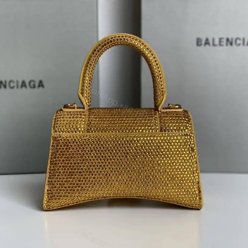 View 2 of 高仿Balenciaga*Hourglass系列沙漏包滿鑽金色XS