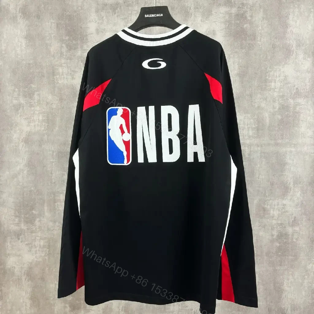 View 10 of Black Jersey + Premium Knit + Street Luxe + Bold BALENCIAGA-style Graphic + Jersey Top