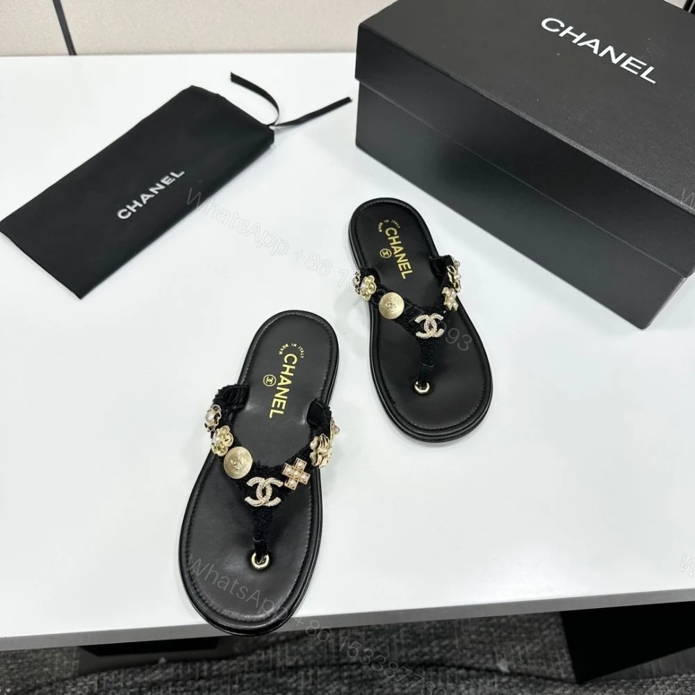 View 7 of Chanel Thong Jewel Embellished Black
