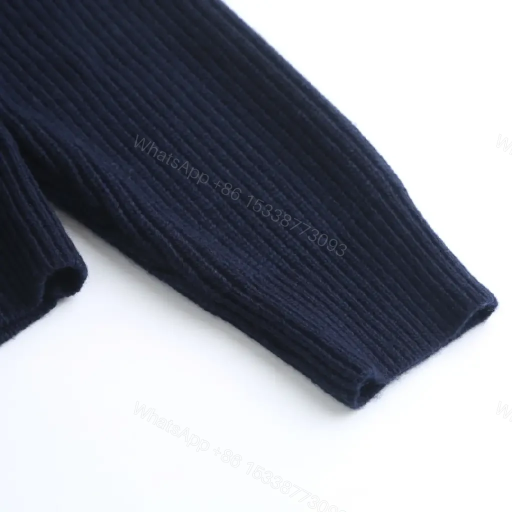 View 4 of Navy Knit Crew with Bold CELINE Script - Luxe Everyday Comfort
