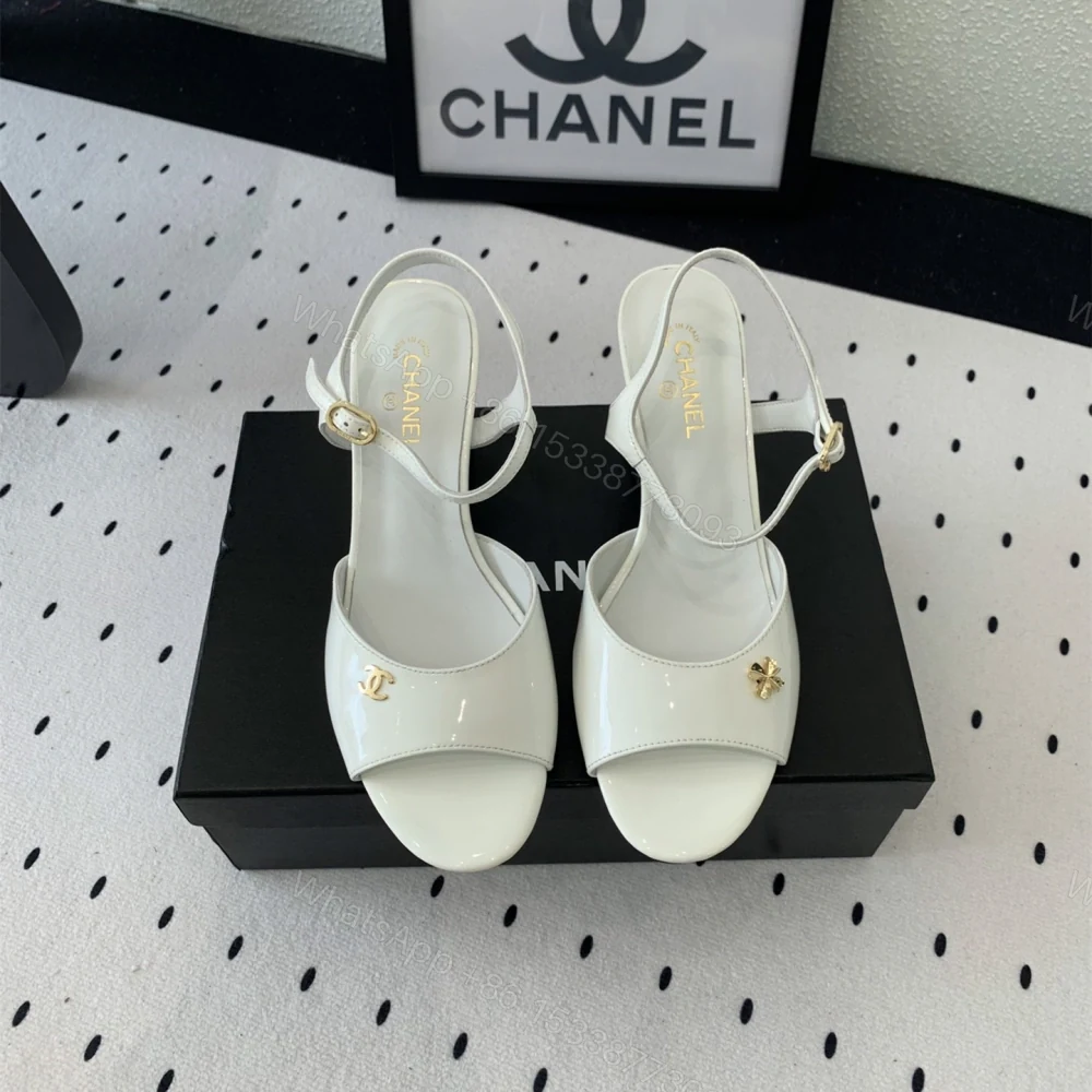 高仿Chanel*G45723A魚嘴高踭鞋漆皮白色5.5CM免檢版 — view 1
