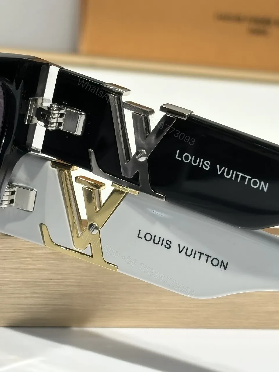 View 2 of Bold Black Sunglasses with Gold Emblem – Modern, Durable Acetate Frames