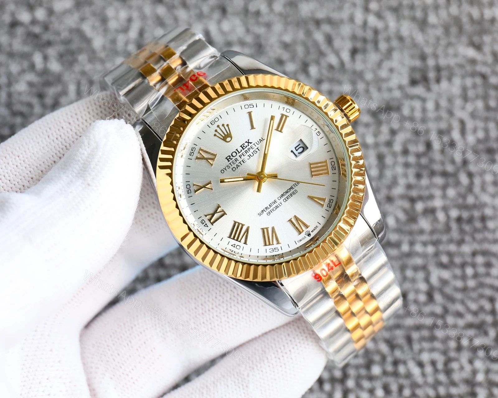 View 2 of Rolex Datejust Roman Numeral Dial Oystersteel And Gold In White 41Mm