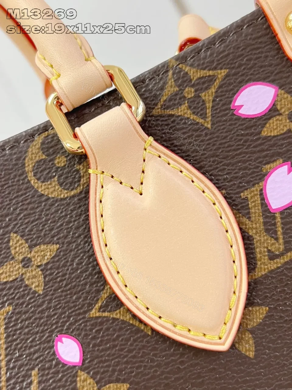 View 5 of Chic Floral Monogram Handbag: Luxe Craft, Pink Petal Accent