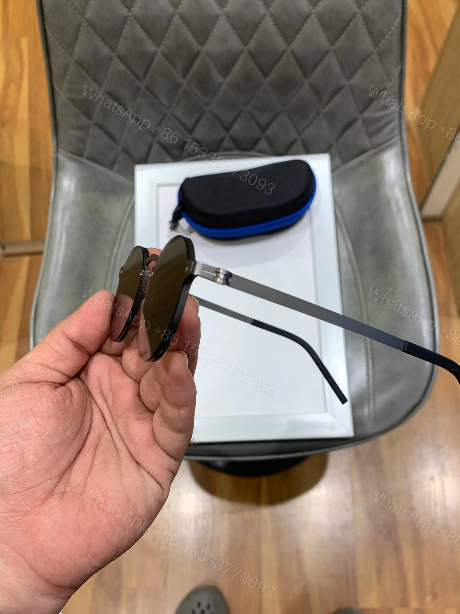 View 3 of FIRST COPY Round changeable 5202 black sunglasses