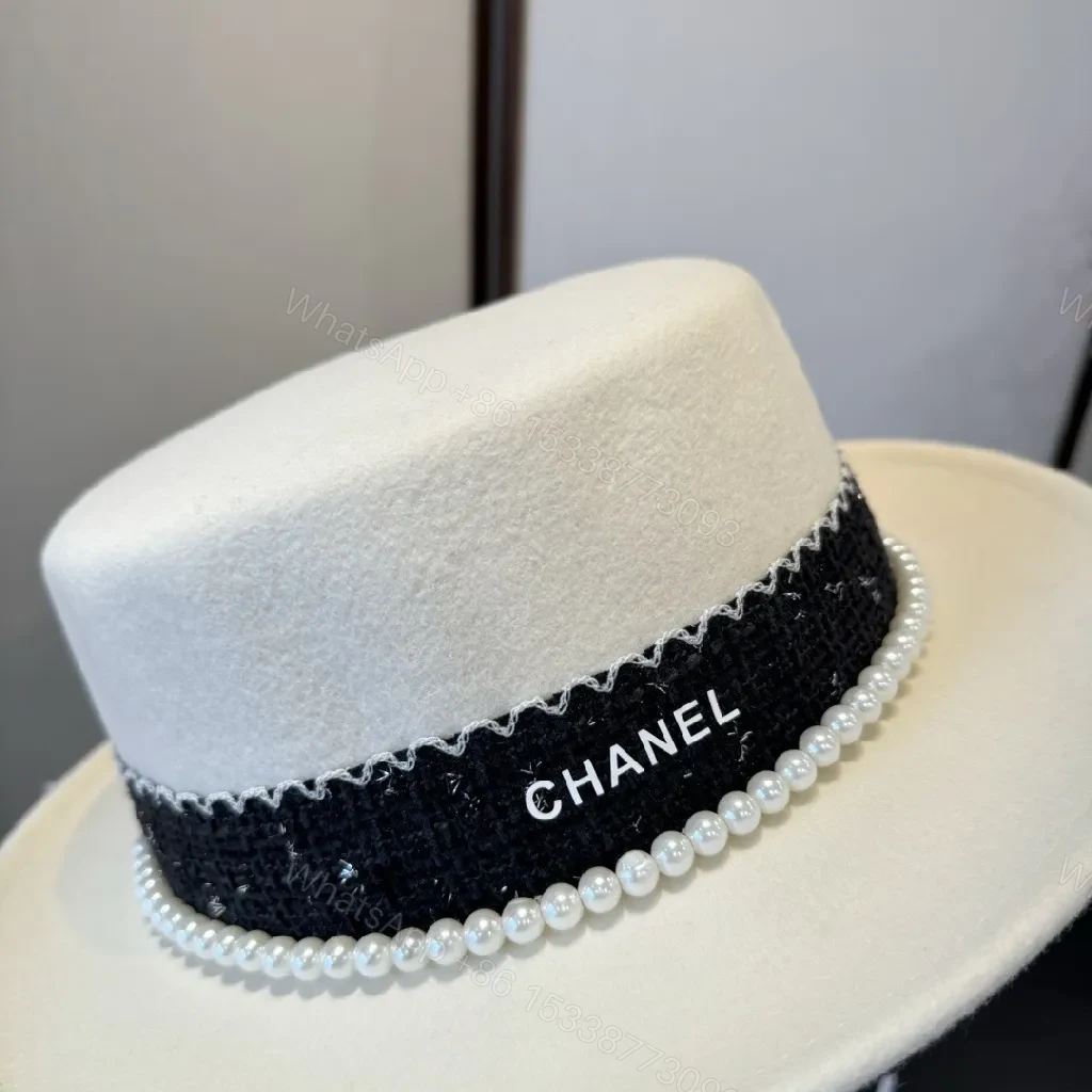 View 4 of White Wool Fedora with Pearl Detail, Couture-Style Fedora, One-Size
