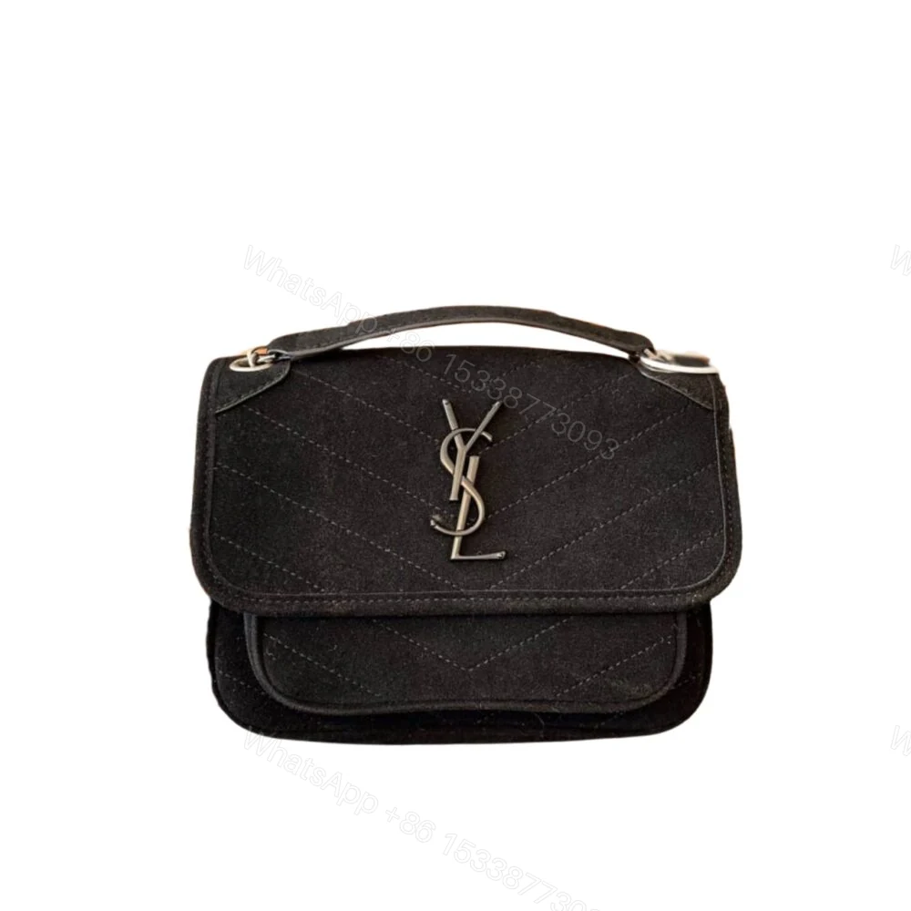 Saint Laurent Niki Medium Quilted Suede Shoulder Bag Black 22Cm — view 1