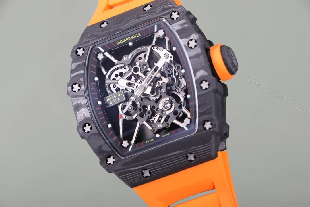 View 4 of Richard Mille RM35-01 NTPT Carbon Fiber RMUL3 Orange Strap Watch RM35-01-NTPT-ORANGE