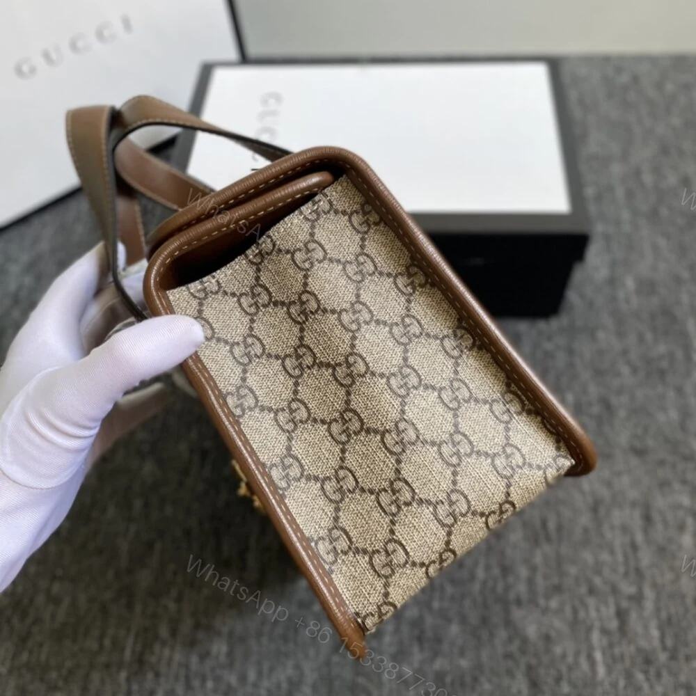 View 4 of Gucci Horsebit 1955 Top Handle Bag Beige And Ebony 27Cm