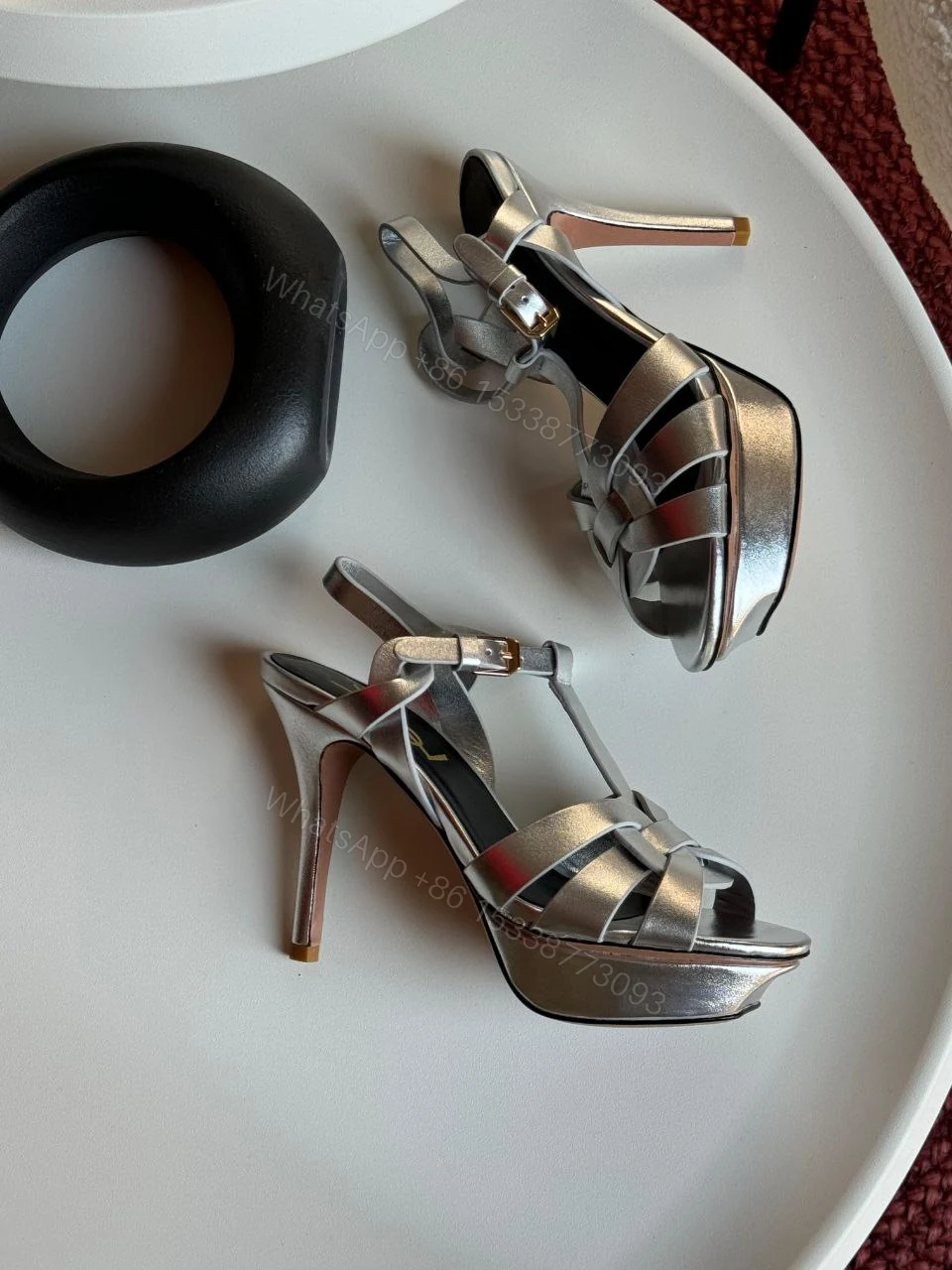 View 6 of Saint Laurent Dusty Leather Tribute Sandals