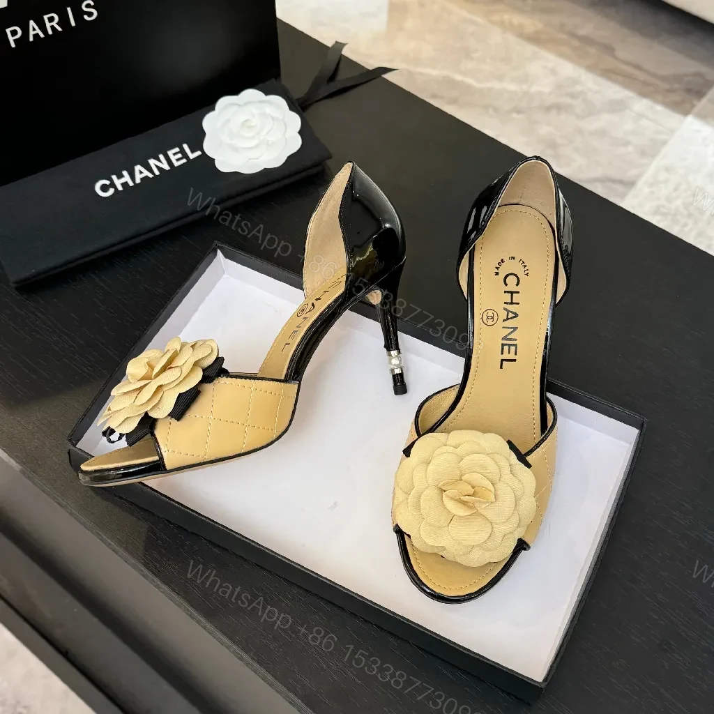 View 2 of Beige Leather Flower Slingbacks: Luxe, Comfortable, Elegant