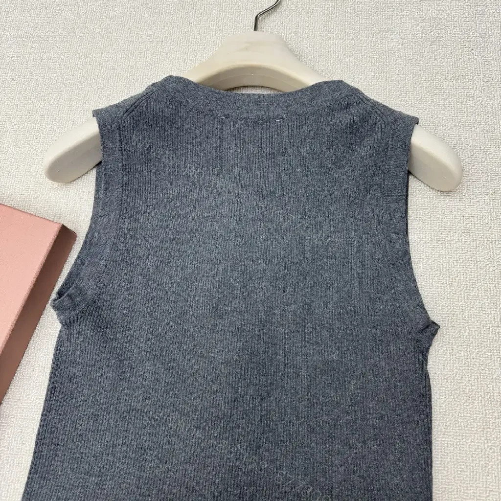 View 5 of Gray Wool Vest Zipper Miu Miu Style Front Pockets Vest