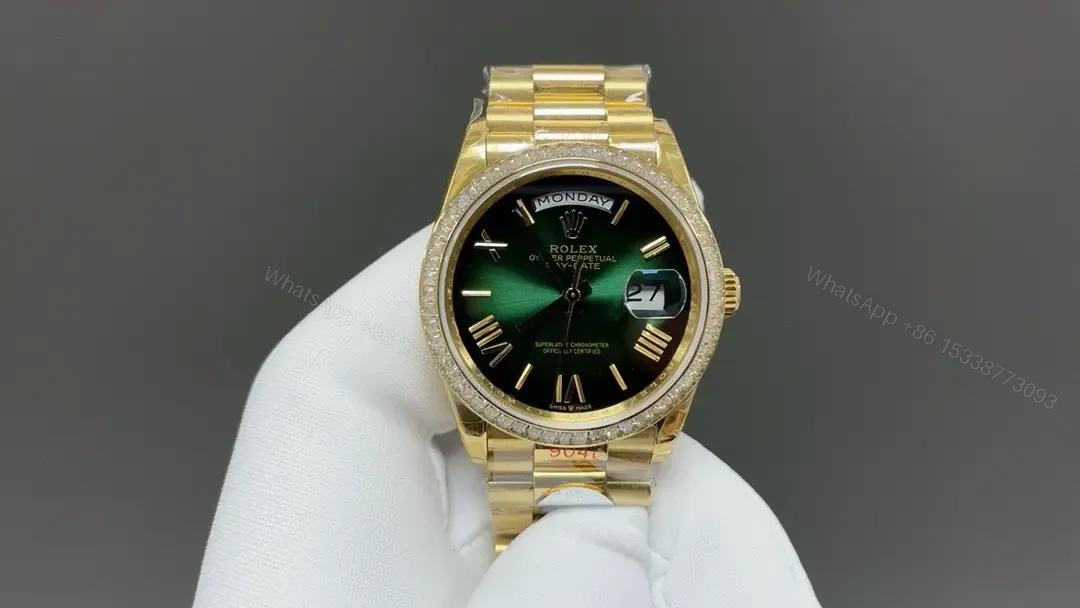 Rolex Day-Date 36 Yellow Gold Diamond Green – Ombré President 128348RBR-0068 — view 1
