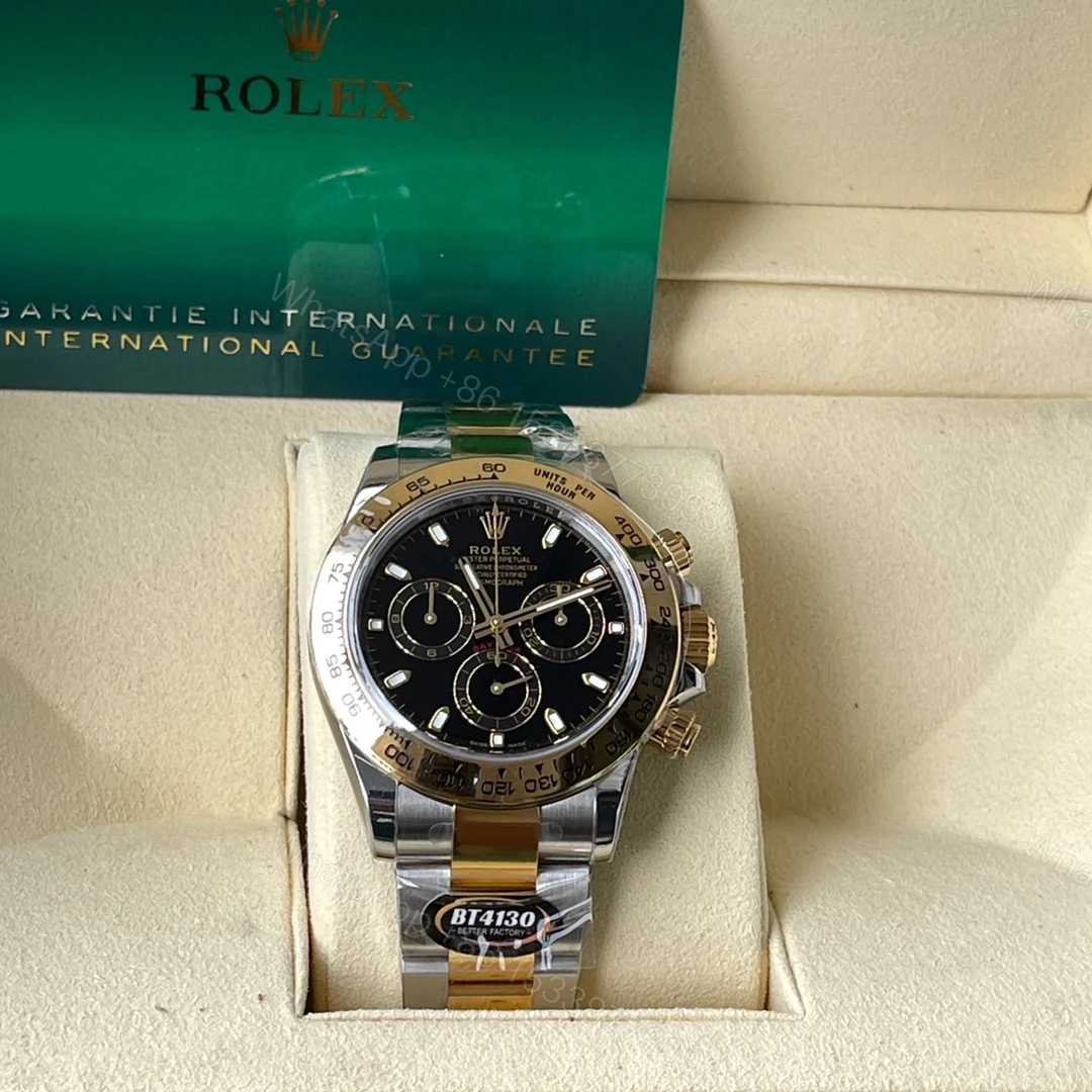 Rolex 高仿 男款 Daytona 黑面金鋼帶計時腕錶 經典商務奢華款 — view 1