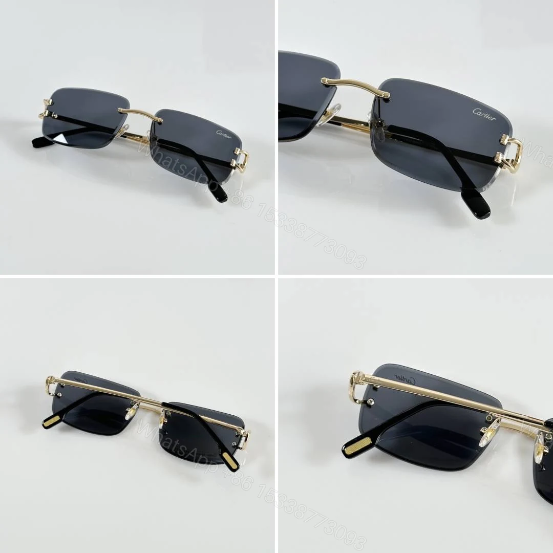View 2 of First Copy Cartier 0680 Gold Black Sunglasses
