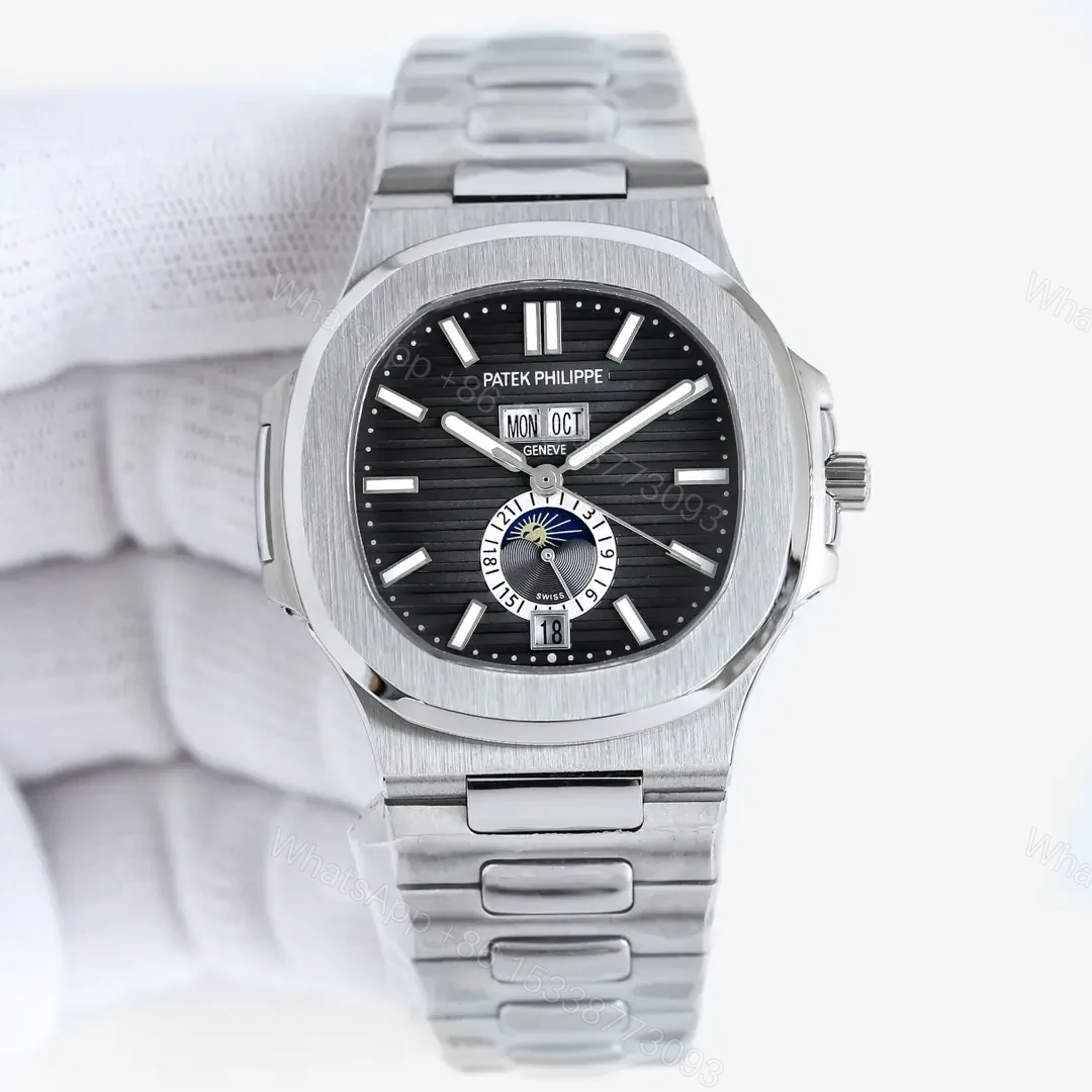 Patek Philippe Super Clone Nautilus 5726 Black Dial Steel Bracelet Premium 40MM PATEK-NAUT5726-GRY40 — view 1