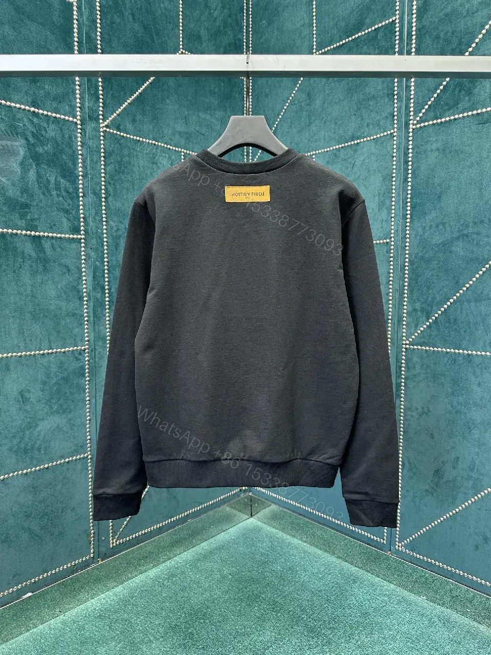 View 4 of Black Cotton Blend Hoodie: Subtle Lux, Handcrafted Logo, Relaxed Fit
