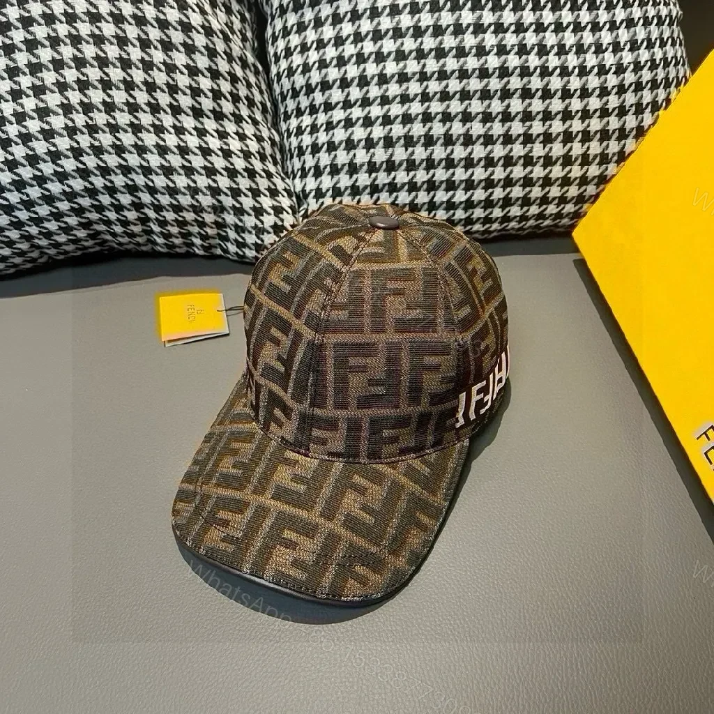 View 7 of Geometric Fendi-Style Cap: Patterned Logo Mesh Cap