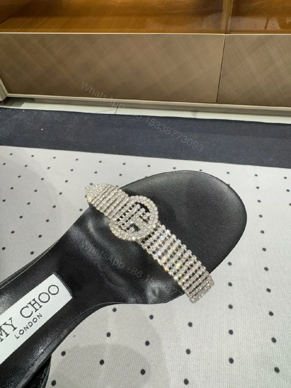 View 5 of Diamond-Strap Luxe Sandals: Black Leather, Evening Glamour
